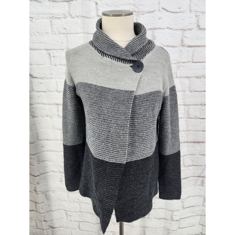 Elisabetta Wool Blend Cardigan Artsy Lagenlook Italy Sweater Colorblock Sz Small